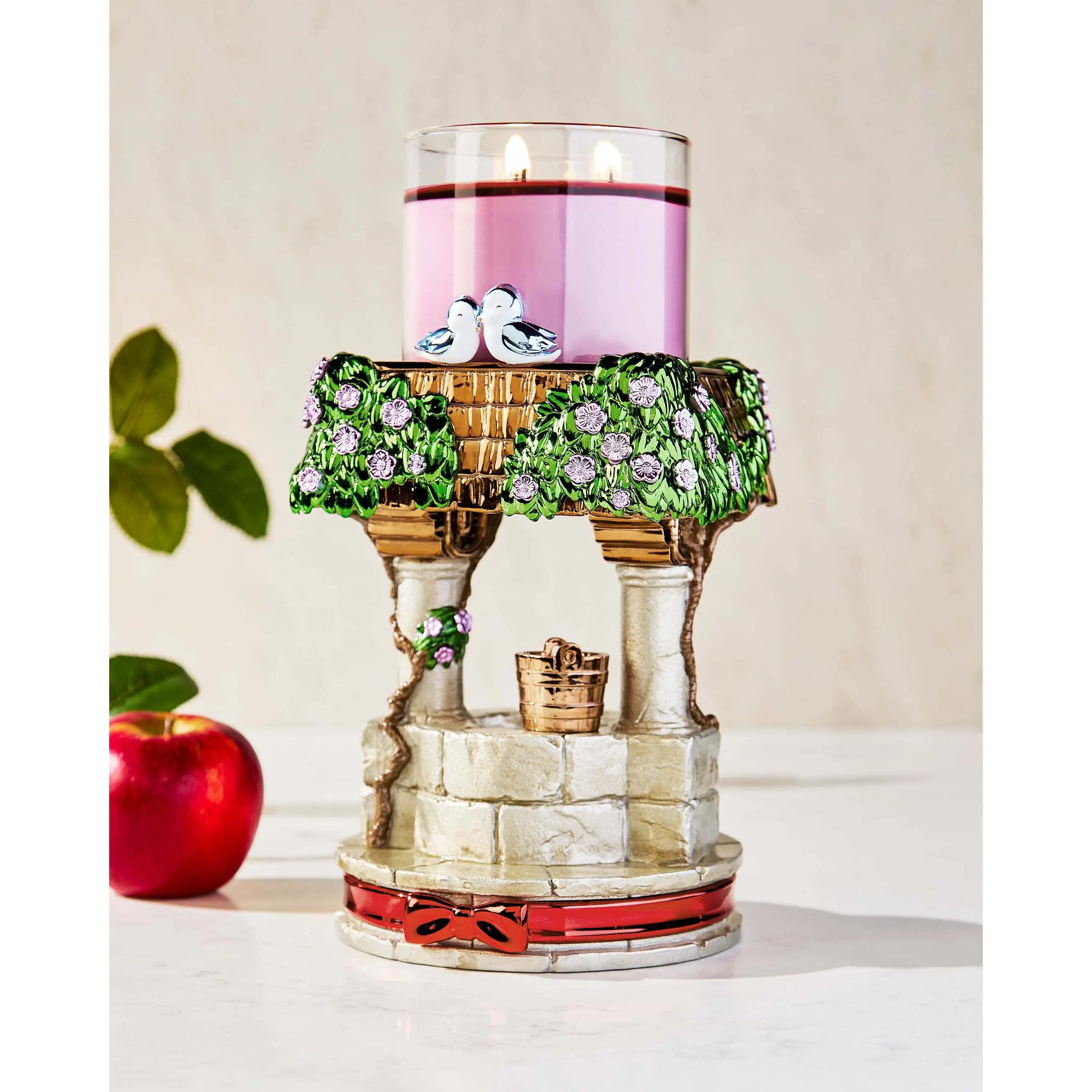 Snow White Pedestal 3-Wick Candle Holder - Image 2